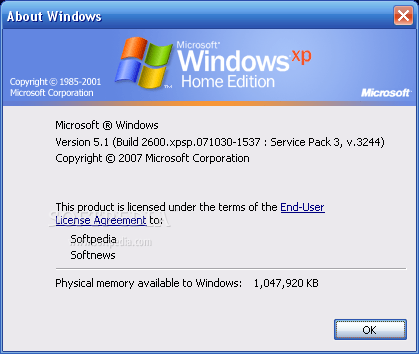 требование, относящееся к пакету обновлений 3 для Windows XP